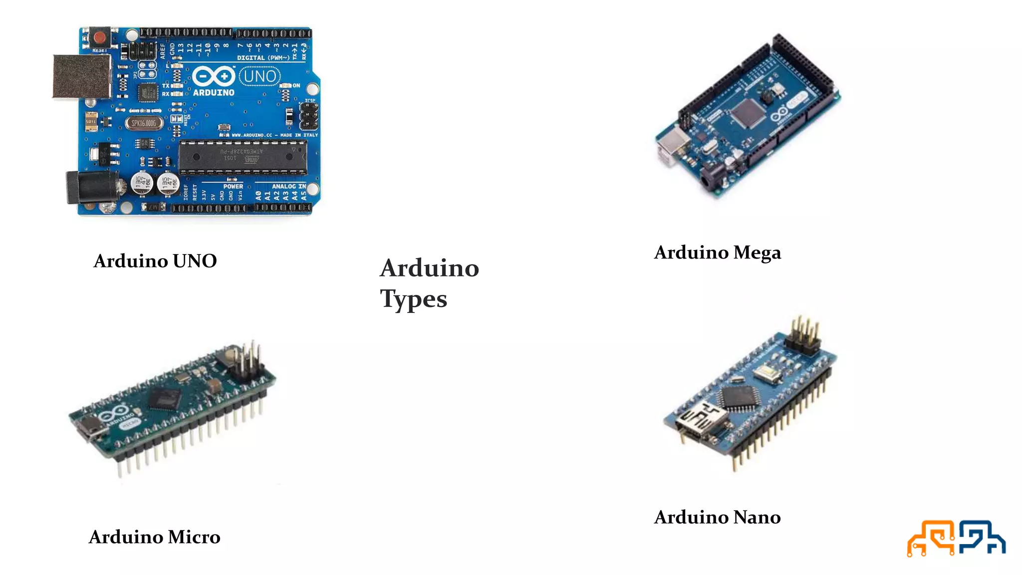 Arduino UNO Arduino Micro Arduino Nano Arduino Mega Arduino Types 