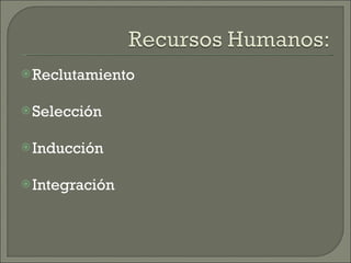Reclutamiento Selección Inducción Integración 