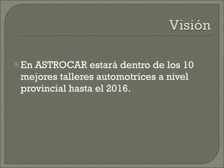 En ASTROCAR estará dentro de los 10 mejores talleres automotrices a nivel provincial hasta el 2016. 