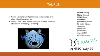 Taurus Keywords Astrology zodiac sign by karan sharma | PPTX