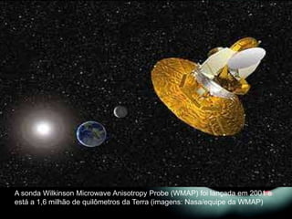 A sonda Wilkinson Microwave Anisotropy Probe (WMAP) foi lançada em 2001 e
está a 1,6 milhão de quilômetros da Terra (imagens: Nasa/equipe da WMAP)
 