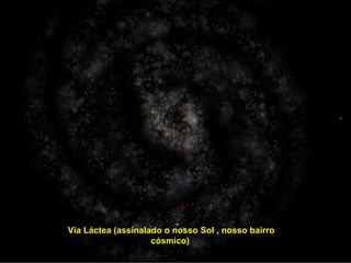 Via Láctea (assinalado o nosso Sol , nosso bairro
cósmico)
 