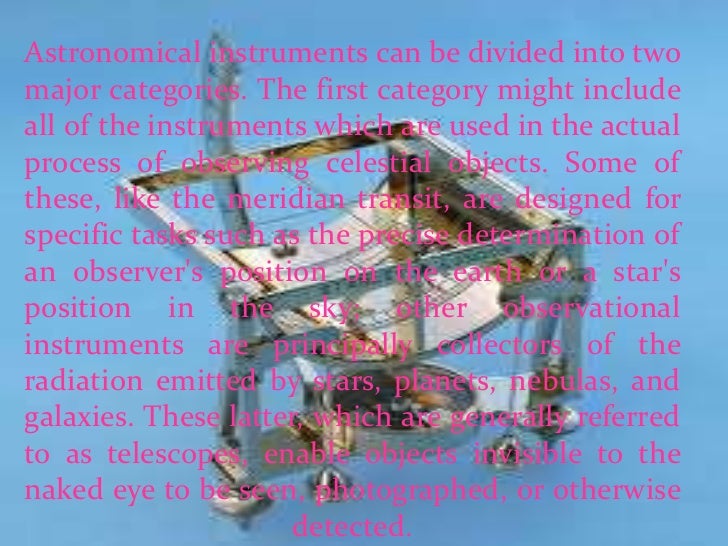 Astronomical instruments