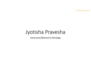 CONFIDENTIAL & RESTRICTED
Jyotisha Pravesha
Astronomy Relevant to Astrology
 