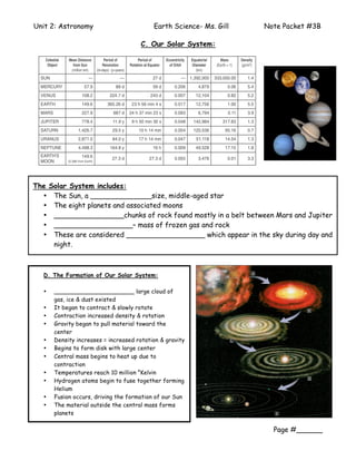 Astronomy Note Packet 3B Outline | PDF