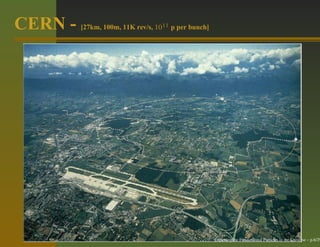 CERN -   [27km, 100m, 11K rev/s, 1011 p per bunch]




                                                     Exploring the Fundamental Particles in the Universe – p.6/29
 