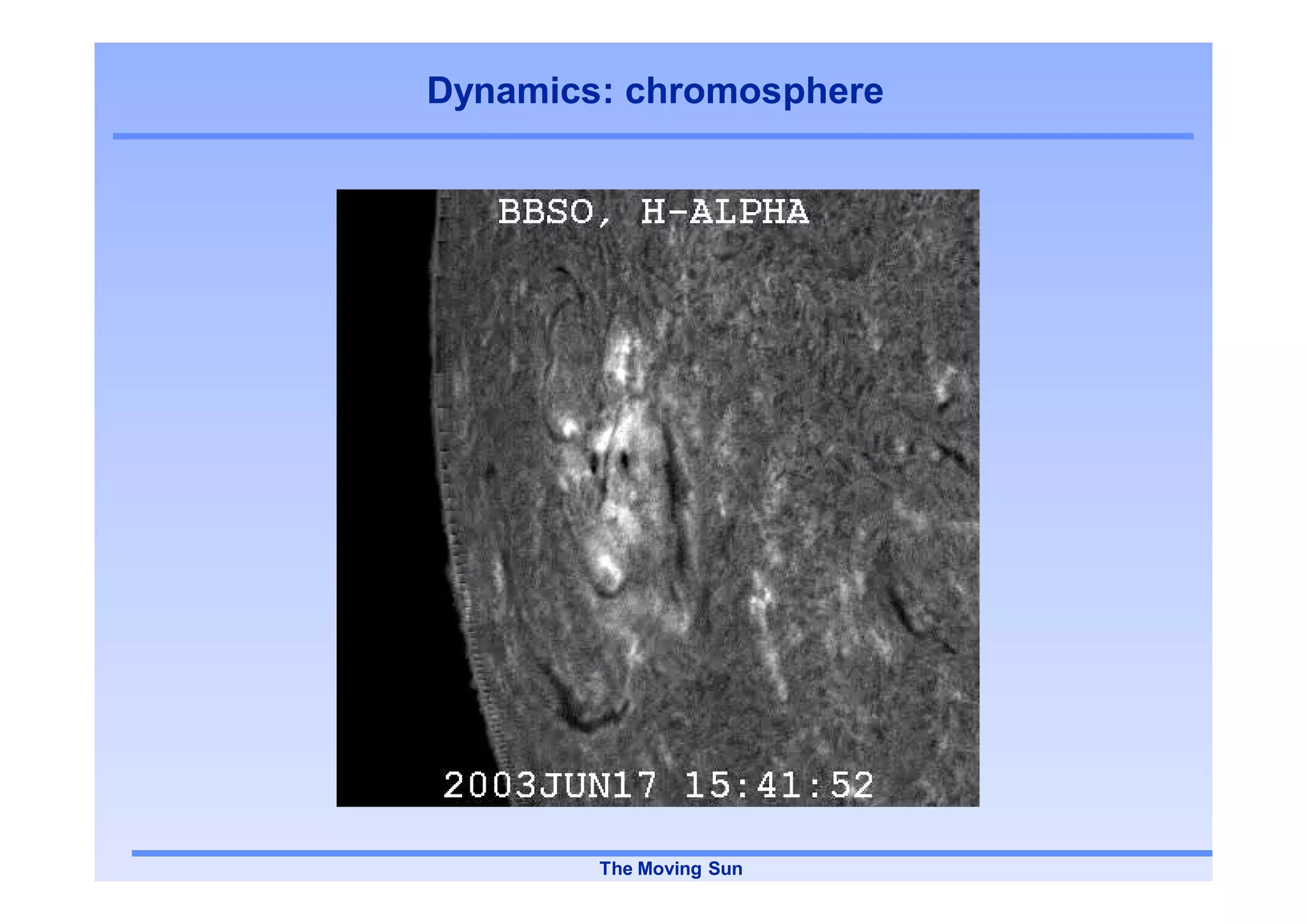 Dynamics: chromosphere




        The Moving Sun
 