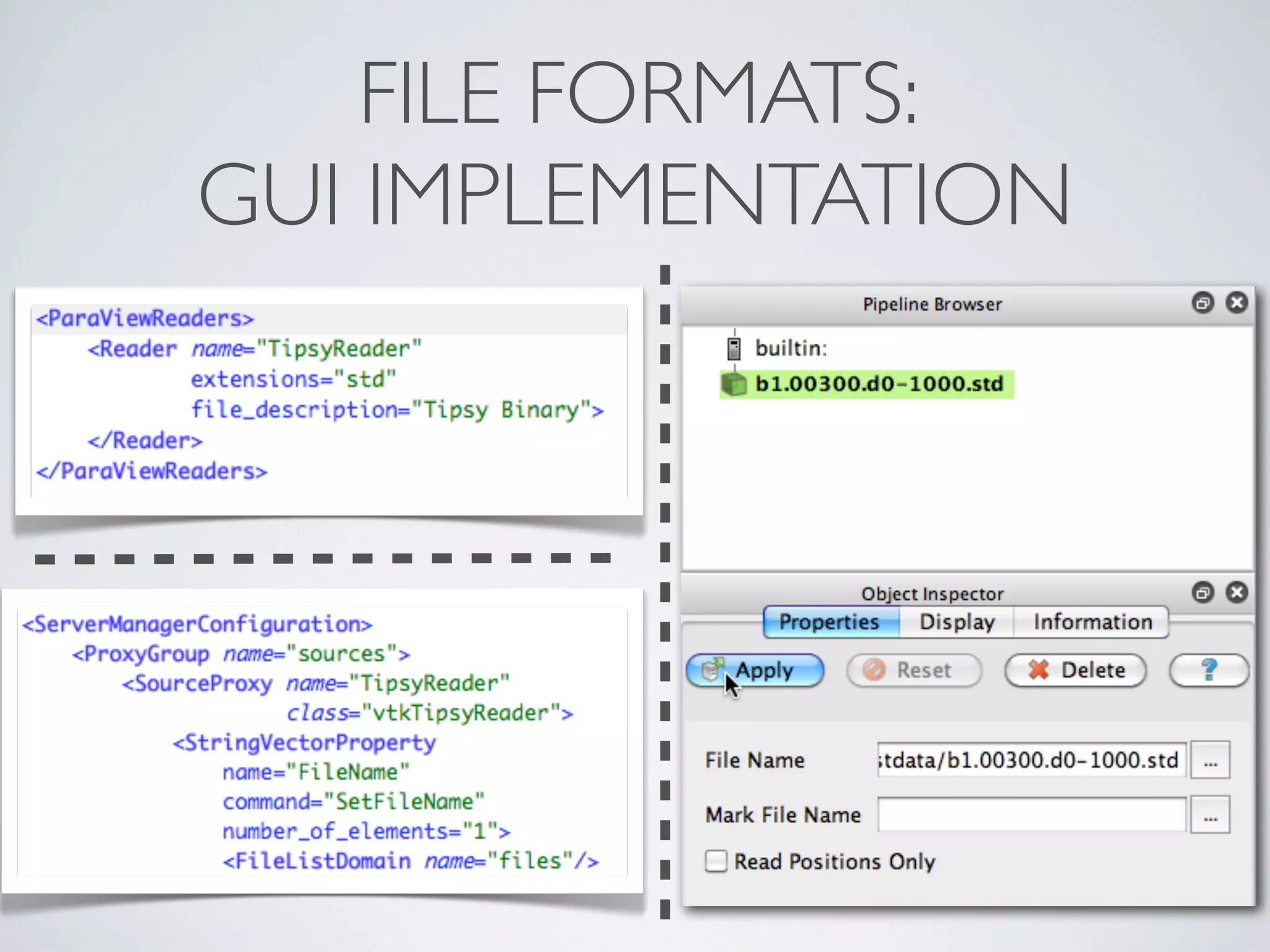 FILE FORMATS:
GUI IMPLEMENTATION
 
