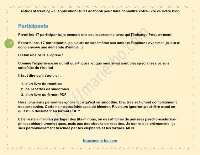 Astuce marketing Un Quiz Facebook pour faire connaitre