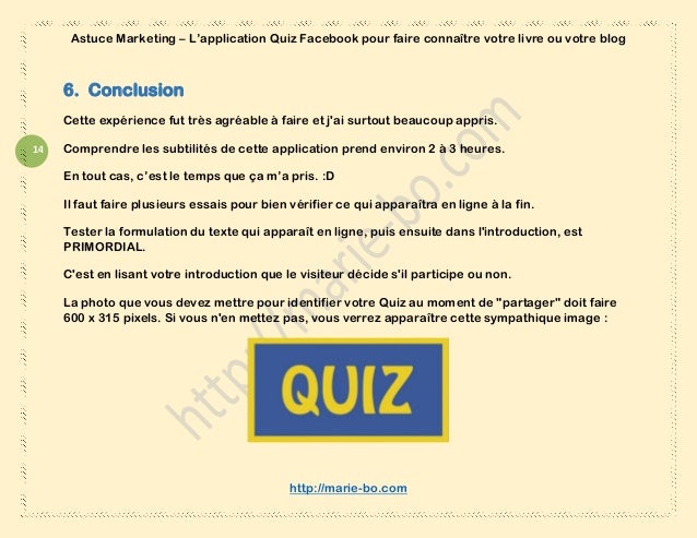 Astuce marketing Un Quiz Facebook pour faire connaitre