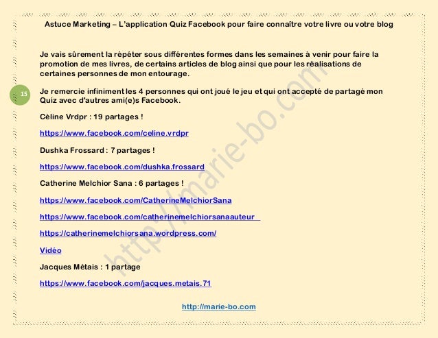 Astuce marketing Un Quiz Facebook pour faire connaitre