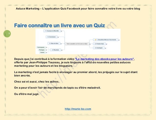 Astuce marketing Un Quiz Facebook pour faire connaitre