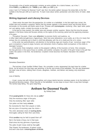 Anthem For Doomed Youth Essay