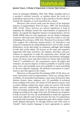 A STUDY OF ARGUMENTS IN SENIOR HIGH SCHOOL DEBATE | PDF