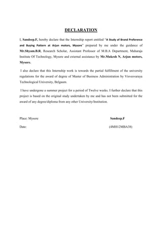Preference Declaration A study of brand preference and buying pattern | PDF
