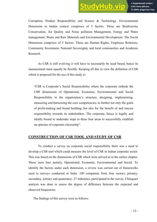 A Study Of Corporate Social Responsibility And Its Impact On ...