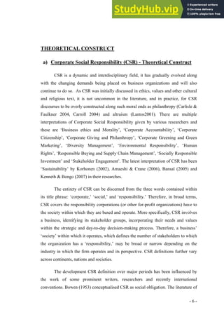 A Study Of Corporate Social Responsibility And Its Impact On ...
