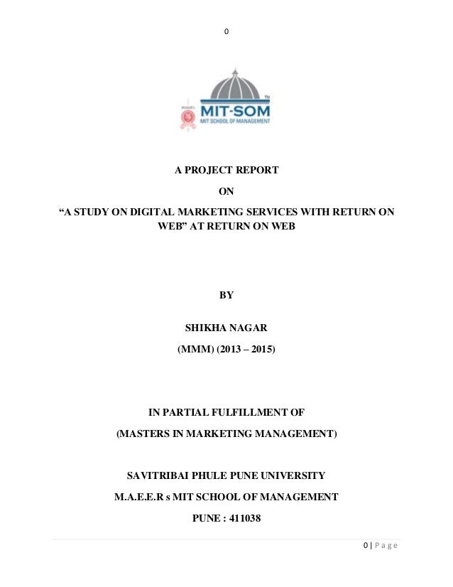 Dissertation project report on marketing pdf