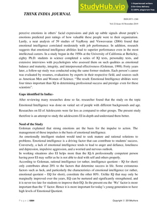 A Study Of Emotional Intelligence Among Adolescents | PDF