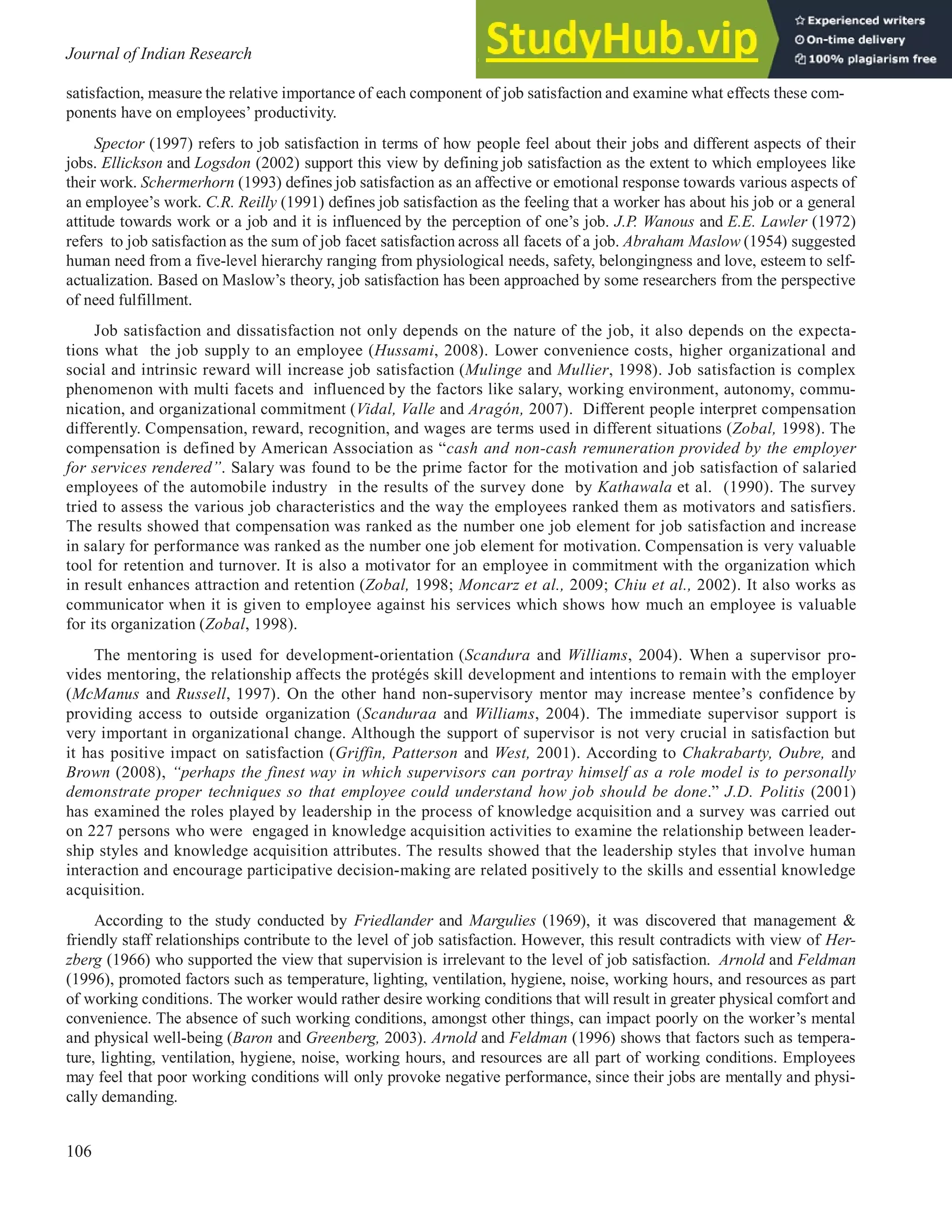 A STUDY OF EMPLOYEES JOB SATISFACTION AND ITS IMPACT ON THEIR ...