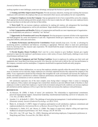 A STUDY OF EMPLOYEES JOB SATISFACTION AND ITS IMPACT ON THEIR ...