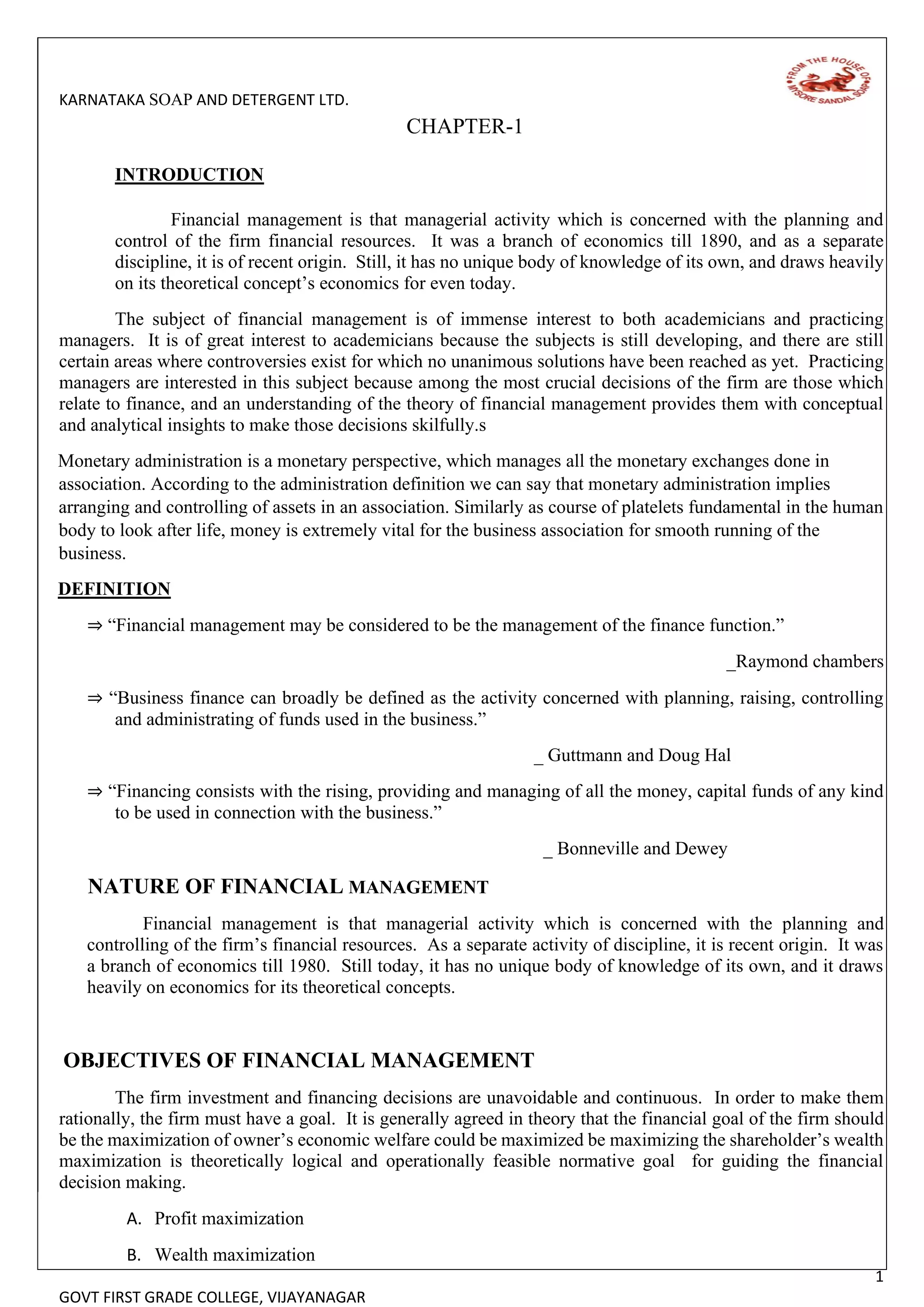 A study of financial statements through ratio anaysis in ks &dl | PDF