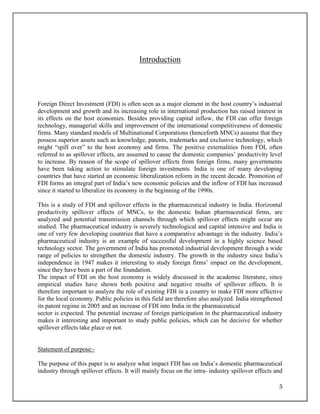 Fdi Thesis Example A study of foreign direct investment in indian pharmaceutical ...
