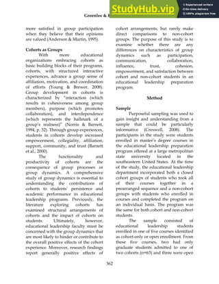 A Study Of Group Dynamics In Educational Leadership Cohort And Non ...