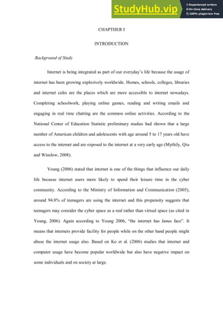 A STUDY OF INTERNET ADDICTION AMONG STUDENTS OF SEKOLAH | PDF