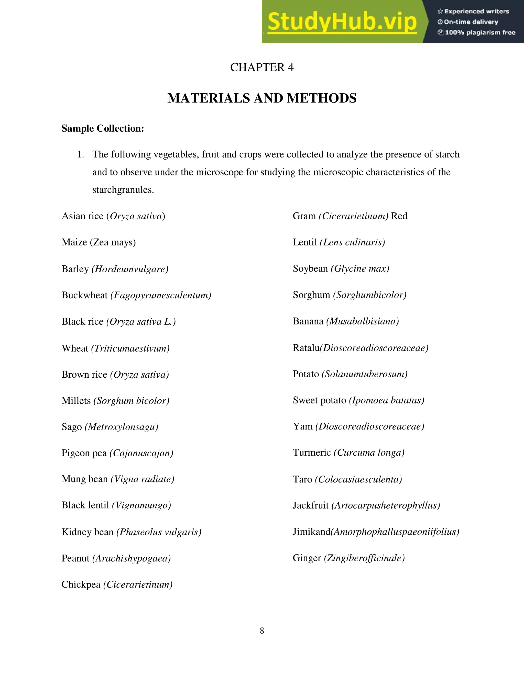 A Study Of Microscopic Characteristics Of Starch Granules | PDF