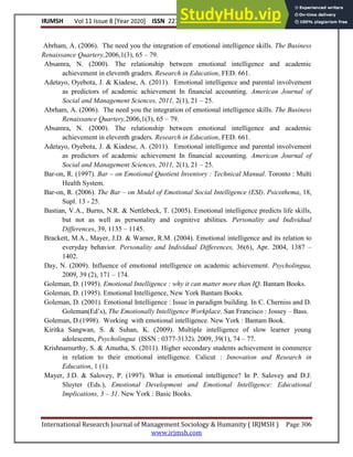 A Study of Relationship between Emotional Intelligence and Academic ...