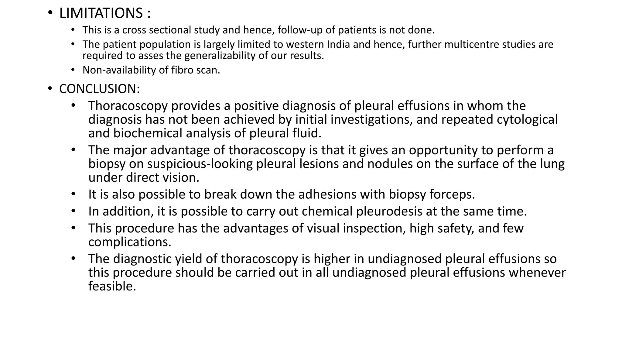 A Study of Role of Medical Thoracoscopy in Undiagnosed Pleural Effusion ...