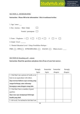 A STUDY OF SELF-ESTEEM AND ACADEMIC ACHIEVEMENT OF ADOLESCENTS IN URBAN ...