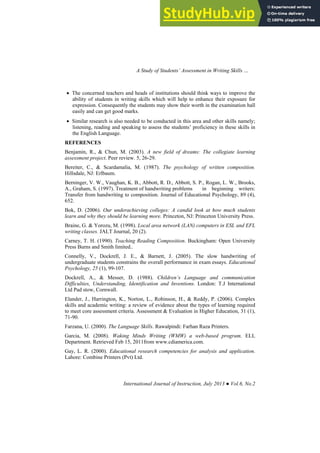 A Study Of Students Assessment In Writing Skills Of The English ...