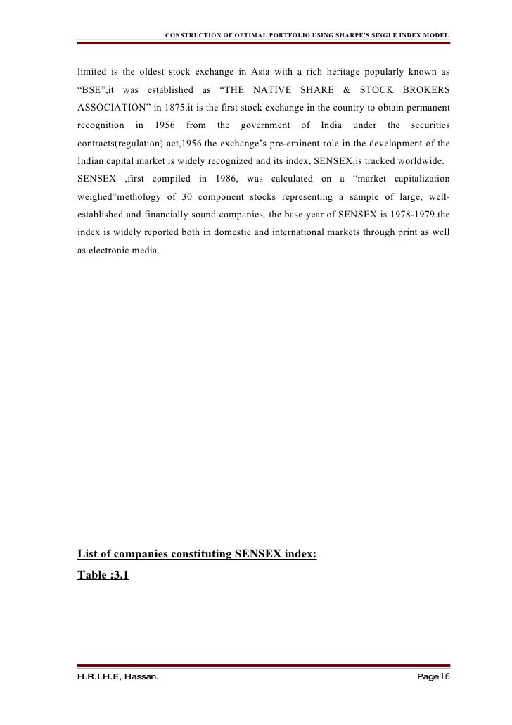 of formula contracts exchange c of construction portfolio A using on study optimal sharpe