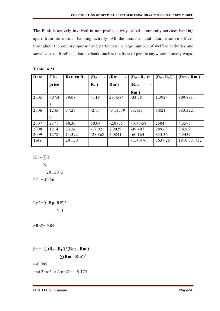 Single index model+portfolio construction