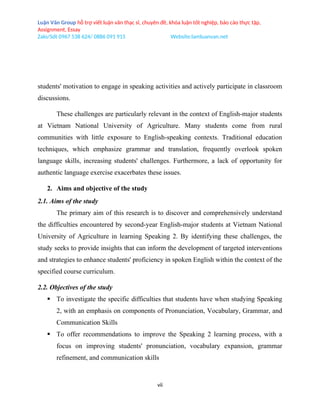 A STUDY ON DIFFICULTIES IN LEARNING SPEAKING 2 OF SECOND-YEAR ENGLISH ...