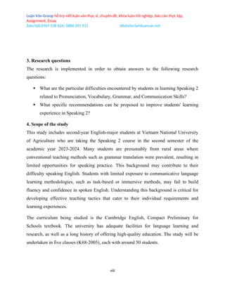 A STUDY ON DIFFICULTIES IN LEARNING SPEAKING 2 OF SECOND-YEAR ENGLISH ...