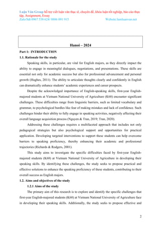 A STUDY ON DIFFICULTIES IN SPEAKING SKILLS OF FIRST-YEAR ENGLISH ...