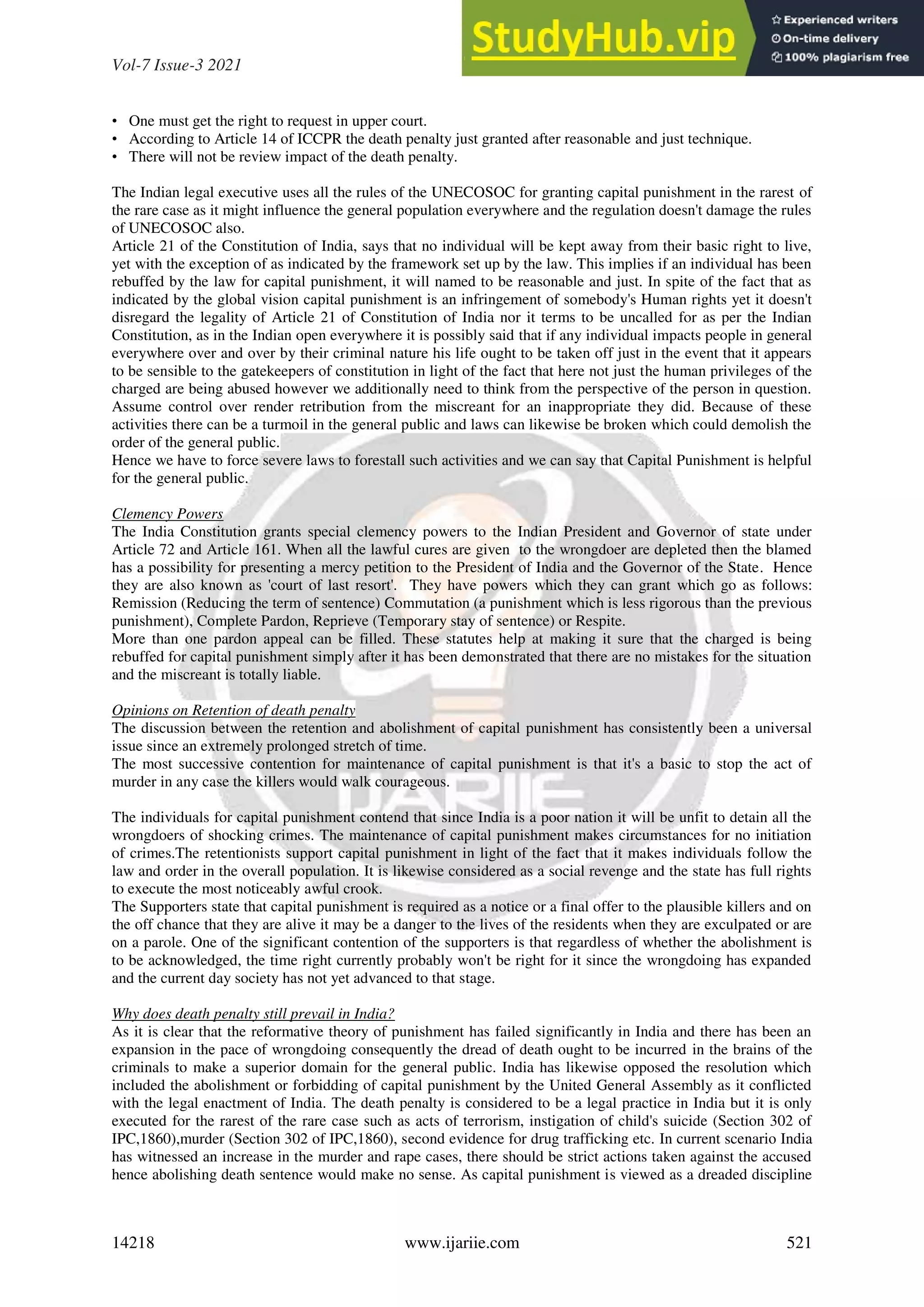 A Study On Execution Of Death Penalty | PDF