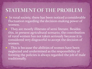 A study on factors affecting decision making of farm women | PPTX