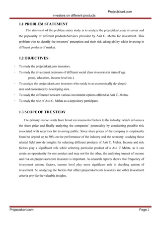 Problem Statement Stock A Study on Investment Pattern of Investors on Different Products | DOC