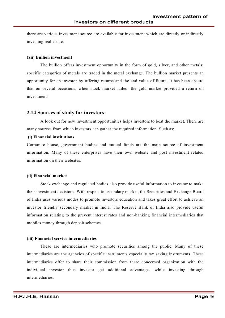 A Study On Investment Pattern Of Investors On Different Products Cond Hassan Page Healthy Diet Essay also Modern Science Essay Writing Online