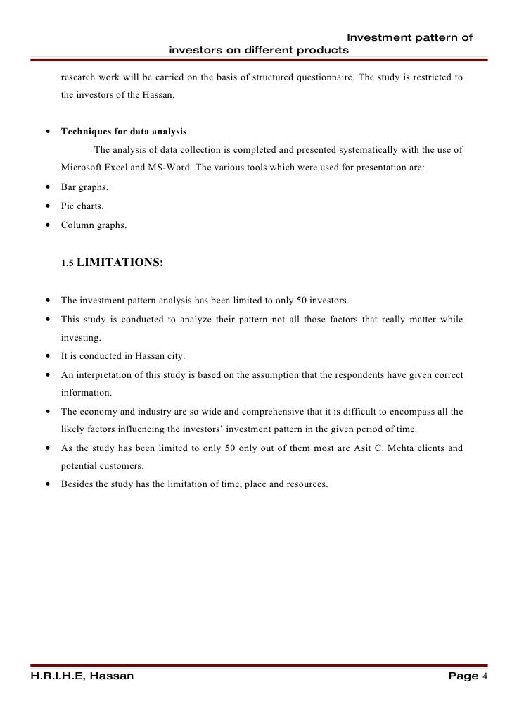 a study on investment pattern of investors on different products cond investor questionnaire template