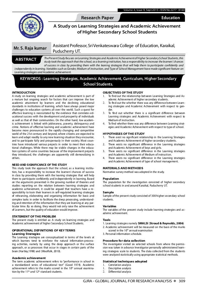 Research papers on academic achievement