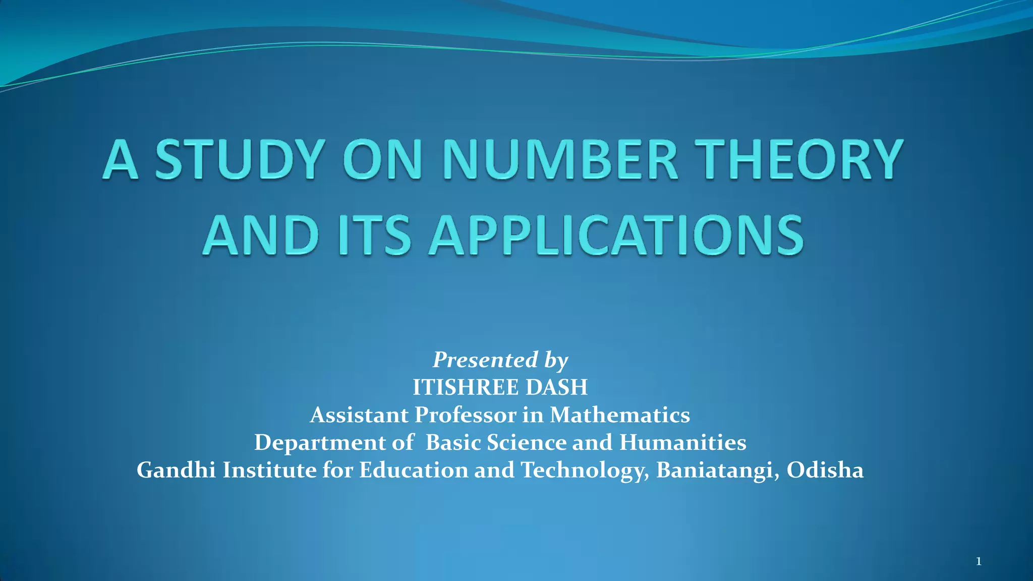 A study on number theory and its applications | PDF