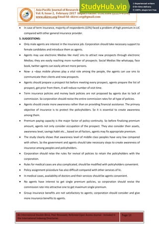 A STUDY ON PROBLEMS AND DIFFICULTIES FACED BY LIC AGENTS WHILE SELLING ...
