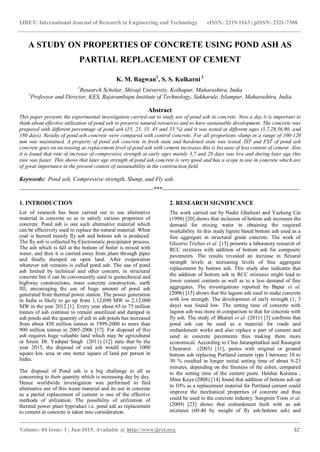 A study on properties of concrete using pond ash as partial replacement ...
