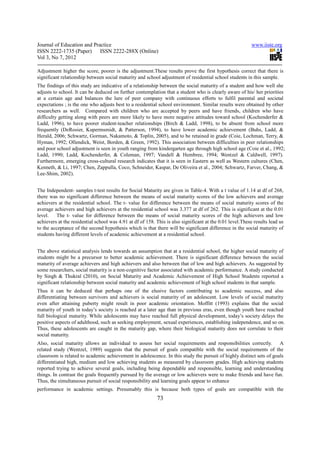 A study on social maturity, school adjustment and academic achievement ...