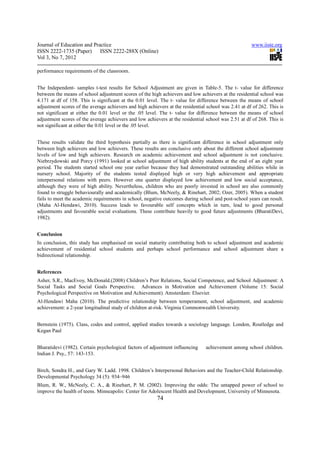 A study on social maturity, school adjustment and academic achievement ...